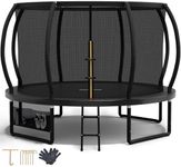 Devoko Outdoor Trampoline 7.5ft/10ft/12ft/14ft GS Certified Garden Trampoline With Safety Net,Non-Slip Ladder& Shoe Organiser,Available For Toddlers And Adults,Up to 150kg