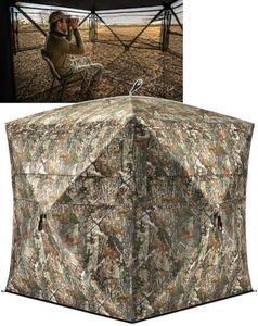 TIDEWE Hunting Ground Blind, 270° See Through, Large | Pop Up Hunting Tent, Silent Sliding Windows, Brush Loops, Metal Hub, Carry Bag Included