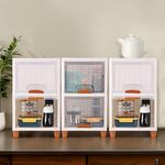 Kuber Industries 6 Units Modular Cabinet Storage Organizer (2 + 2 + 2) Foldable Kids Wardrobe for Cloth | Space-Saving Snacks Closet/Toy Cupboard & Plastic Almirah for Cloth | Transparent