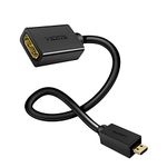 Techrum Micro HDMI to HDMI Adapter, Micro HDMI to HDMI Cable 20cm (Male to Female), Support 4K@60Hz,3D with Golden Plated Connectors for Raspberry Pi 4, GoPro HERO and Other Action Camera