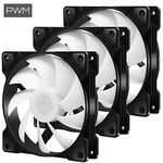 uphere PWM 4-Pin 3-Pack Long Life Computer Case Fan 120mm PC Cooling Fan for Computer Cases Cooling,SR12-BW4-3