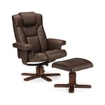 Julian Bowen Malmo Recliner and Footstool, Brown,Height: 105, Width: 83, Depth: 82cm