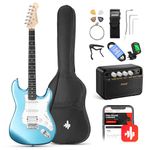 Donner DST-100 39 Inch Electric Guitar Beginner Kits Solid Body Electric Guitar Kit Package HSS Pick Up with All Accessories Amplifier, Bag, Tuner, Capo, Strap, Cable, Picks