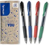 Pilot G207 Retractable Gel Rollerball, Black/Blue/Red/Green, 4 Count (Pack of 1)