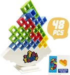 Brzmio Fun and Educational Tetra Tower Stacking Blocks Balance Game, Perfect for Kids, Adult, Family Board Games, Parties and Travel Adventures (48 PCS)