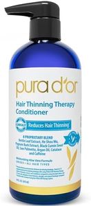 PURA D'OR 16 Oz Hair Thinning Therapy Biotin Conditioner, CLINICALLY TESTED Effective Results, Low Lather Deep Moisturizing Herbal DHT Blocker Hair Thickening Products For Women & Men, Color Safe