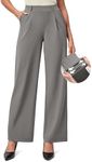 IUGA Womens Dress Pants Wide Leg Pull On Stretchy Work Pants Women High Waisted Business Casual Trousers with Pockets