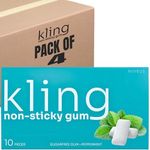 Kling Orthodontic Chewing Gum – Sugar Free Xylitol Gum for Invisalign, Dentures & Braces – Calorie Free Gum for Dry Mouth, Freshens Breath, and Non Stick Dental Gum for Healthy Teeth & Cavities (Pack of 4)