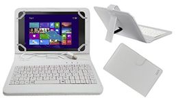 Acm USB Keyboard Case Compatible with Dell Venue 8 Pro 3000 Series Tablet Cover Stand Study Gaming Direct Plug & Play - White