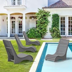 Homenjoy Pool Lounge Chairs Set of 4, Use in Pools Lounge Chairs up to 10-Inches of Water, Chaise Chairs with Headrest, Lounge Chair Outdoor, Fade-Resistant Pool Lounger for Deck