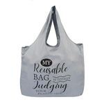 IVILLAGE Foldable Reusable Polyester Bags for Shopping and Daily Essentials | Stylish Designer Tote and Shopper Bag | Compact, Lightweight, and Eco-Friendly with 12Kg Capacity - Grey