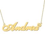 Personalized Name Necklace Engraved Any Name Gold Plated Women's Jewelry Gift for Andrea