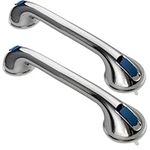 Shower Handle 16 inch Shower Grab Bar for Seniors and Elderly Strong Suction Cup Grab Bars for Bathroom and Showers Bathtub Grab Bar Waterproof No Drilling Safety Assist Handle (2PACK, SILVER BLUE)