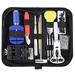 147pc Watch Repair Kit Cadrim Repair Tools Professional Spring Bar Tool Set Watch Battery Replacement Tool Kit Watch Band Link Pin Tool Set with Carrying Case (Case Opener Adjustable Max 38mm)