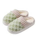 CLOST & TWON home cotton slipper for women autumn and winter anti -slip cut home use for couple Soft comfortable Sole indoor slippers (1 pair) green