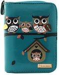 kukubird RFID Blocker Owl Family Tree House Pattern Medium Ladies Purse Clutch Wallet Christmas Stocking Filler-Blue