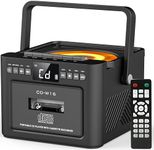 Greadio Portable CD Player for Home, Rechargeable Boombox Cassette Player, FM Radio CD Player with Bluetooth, 5000mAh Battery, Remote Control, USB, AUX, TF/SD Card, 5W Dual Stereo Speaker (Black)