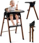 "Convertible High Chairs for Babies & Toddlers. 5-in-1 Adjustable High Chair with Removable Tray, Easy to Clean, Portable (Black Brown)"