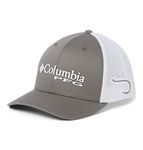 Columbia PFG Logo Mesh Ball Cap, Titanium/Hook, Large-X-Large