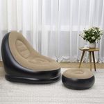 TOY10TOP Inflatable Recliner Sofa for Ultimate Relaxation | Inflatable Lounge Chair with Footstool, Durable Material, Lightweight & Portable, Ideal for Home, Office. (Round)