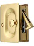 Premium Quality Mid-Century Pocket Door Privacy Lock Set in Polished Brass