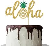 Gold Glitter Aloha Cake Topper, Hawaiian Baby Shower Decorations, Aloha Baby, Tropical Pineapple Hawaiian Themed Birthday Party Decorations