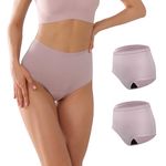KARSWATT Washable High Rise Urinary Incontinence Underwear for Women, Postpartum Panty Feminine Care for Leaks, 2 Pack (Large, Dusk)