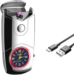 COMANYI Electric Lighter USB C Rechargeable Lighter Windproof Plasma Dual Arc Lighters Electronic Flameless Cool Clock Lighters for Candles (Silver)