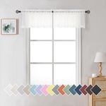 Aiyufneg White Sheer Window Valance Curtains, Light Filtering Kitchen Valances Windows Treatment, Small Voile Sheer Curtains for Living Room/Bathroom/Basement, Top Dual Rod Pocket, 2PCS