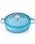 vancasso Enameled Cast Iron Dutch Oven, 9.3 Quart Dutch Oven Pot with Lid, Oval Dutch Oven Cast Iron Pot with Non Stick Coating for Bread Baking, Light Blue