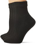 PEDS Women's Diabetic Quarter Socks with Non-Binding Top and Cushion 4 Pairs, Black, 7-10