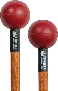 Timber Drum Company Keyboard Vibraphone Timber Co. Extra Soft Rubber Percussion Mallets for Steel Tongue Drum, Marimba, Cymbal Swells, Small Gongs –– Birch Wood Handles 15.25" (T6ES)