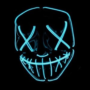 Original Cup The Purge® LED Mask, American Nightmare Blue, Premium Quality, Hard Plastic, 3 Flashing Modes, LED Mask, Cosplay, Halloween, Neon, 100% Horror, 100% Fun