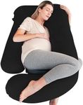 Cute Castle Pregnancy Pillows, Soft U-Shape Maternity Pillow with Removable Cover - Full Body Pillows for Adults Sleeping - Pregnancy Must Haves - Jumbo 57 Inch - Black