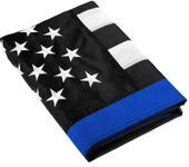 Thin Blue Line Flag: 3x5 ft with Embroidered Stars - Sewn Stripes - Brass Grommets - UV Protection - Black White and Blue American Police Flag Honoring Law Enforcement Officers