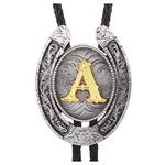 Vintage Bolo Tie for Men- Initial Letter ABCDMJR to Z Western Cowboy Bolo Tie for Women (A)