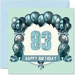 Fun 93rd Birthday Cards for Men - Birthday Balloons - Happy Birthday Card for Great Grandad Dad Granny Grandma Mum Nanny Gran Grandpa Nan, 145mm x 145mm Greeting Cards, 93rd Birthday Card