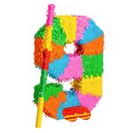 Fax Potato Number 9 Cardboard Pinata, Stick and Blindfold Set - Fill Your Own Kids Party Accessory Decoration - W35cm x D7.5cm x H50cm