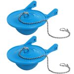 2 Pack 3 Inch Toilet Flapper Replacement Compatible with Gerber 99-788, Easy to Install with 2 Toilet Handle & Stainless Chain, Long Lasting Rubber Toliet Flapper, Blue