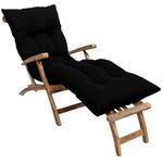 bananair - Sun Lounger Cushion Only - Thick, Soft & Comfortable - Generously Foam Filled - Outdoor Seat Cushion for Garden Furniture, Easy to Install with Hook & Loop Fasteners (195x65x15 cm, Black)