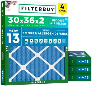 Filterbuy 30x36x2 Air Filter MERV 13 Smoke & Allergy Defense (4-Pack)