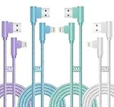 iPhone Charger Cable 4Pack 2M+3M iPhone Charging Cable Right Angle 90 Degree MFi Certified Nylon Braided Fast Charging iPhone Cable Compatible with iPhone 14 Pro Max 13 12 11 Mini X XR 8 7 6S iPad