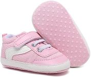 SABATUTU Baby Boys Girls Canvas Sneakers Toddler Non-Slip Soft Sole Newborn Infant Lightweight First Walker Crib Shoes for 0-18 Months, 0121/Lightpink, 12-18 Months Infant