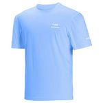 BASSDASH Men’s UPF 50+ Sun Protection Fishing Shirt Short Sleeve UV T-Shirt, Carolina/White Logo, Large