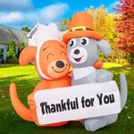 COMIN 4.3 FT Thanksgiving Inflatable Dog Blow Up Yard Decorations for Fall Outdoor Garden Lawn Decor