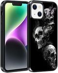 DAFEI Phone Case Compatible with iPhone 14 Purple Smoking Skulls Black Frame Shockproof and Slim Rubber TPU Material with Uniqe Design