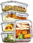 Vtopmart 5 Pack 22oz Glass Food Storage Containers with Lids, Meal Prep Containers, Airtight Lunch Bento Boxes with Snap Locking Lids for Microwave, Oven, Freezer and Dishwasher