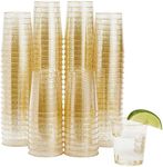 Juvale 100 Pack Gold Glitter Plastic Shot Glasses, 2oz Cups for Weddings, Birthday Parties