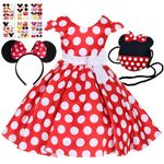 Polka Dots Mouse Costume Headband Cute Bag Toddler Baby Girls Tutu Dress Outfit Set Stickers Carnival Cosplay Party Supplies