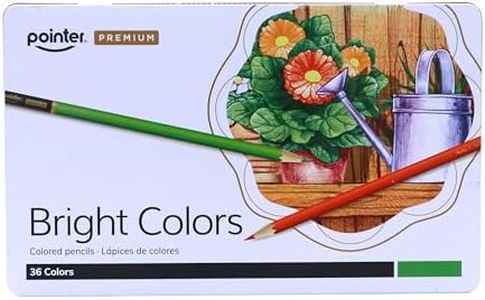 Pointer Premium Bright Colors Colored Pencils,36 Vibrant Pre-Sharpened Pencils in Metal Tin Case – Smooth Coloring for School, Art, Drawing & Adult Coloring Books